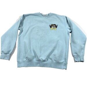 OBEY Cherub Crew Blue Angle Embroidered Pullover Cotton Sweatshirt Sz M Stains